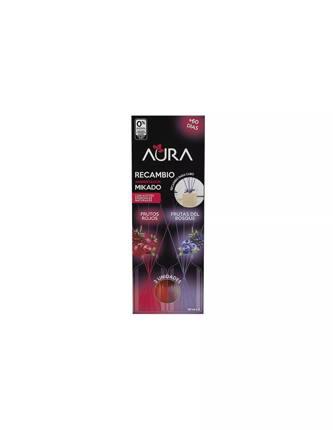 Pack 2 Recharges Cube Aura 2x30 ml Fruits Foret - Baies Rouges